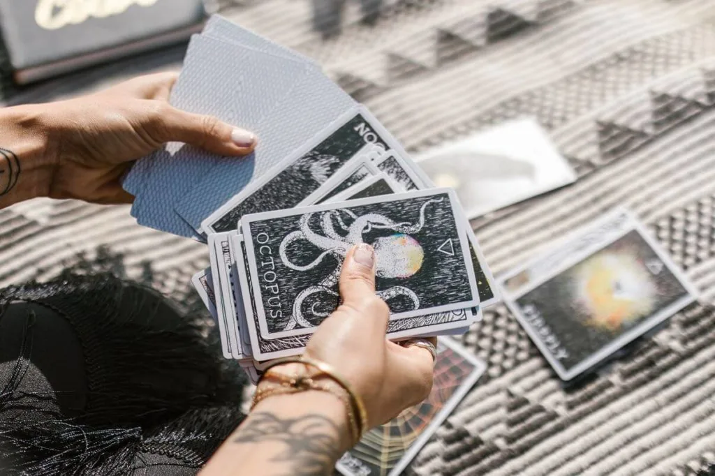 handling tarot cards