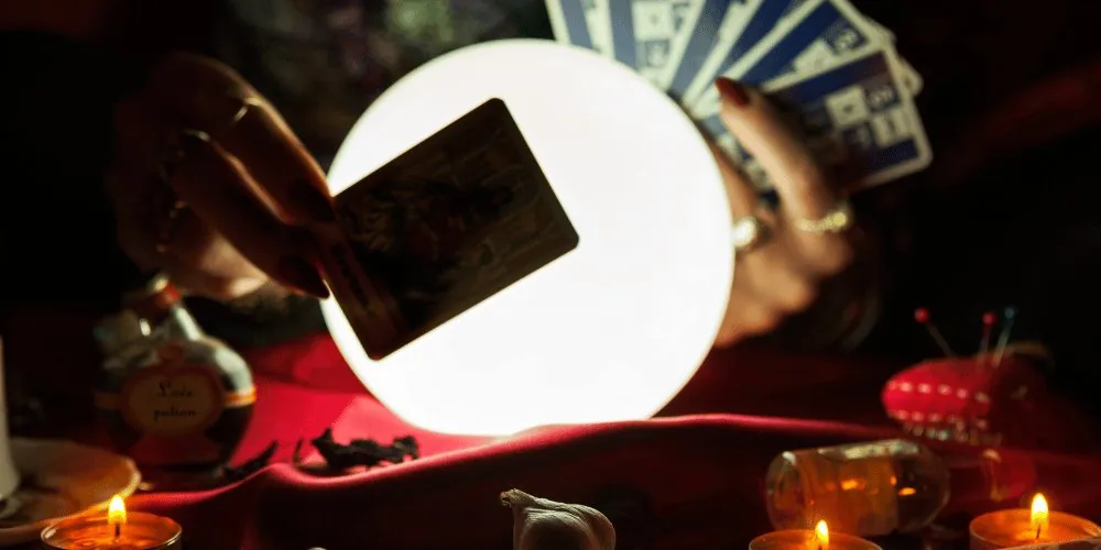 psychic medium tarot cards, crystal balls, crystals