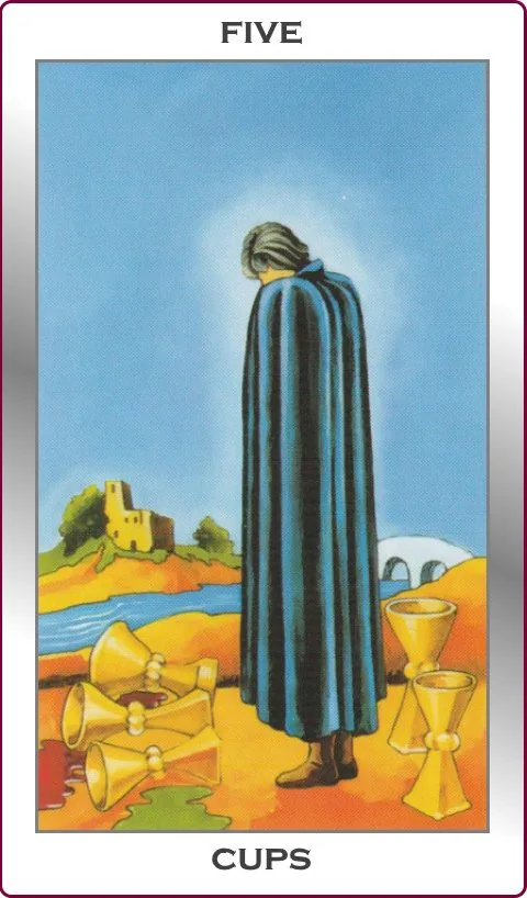 five of cups card