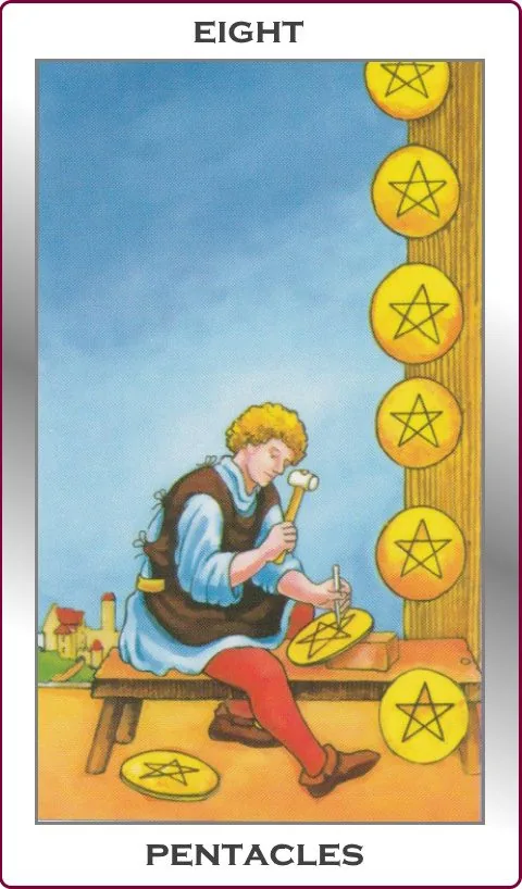 eight of pentacles card
