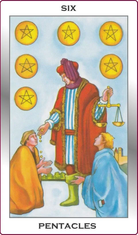 six of pentacles card