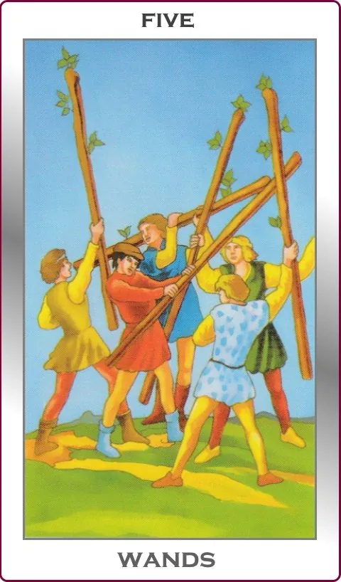 five of wands card