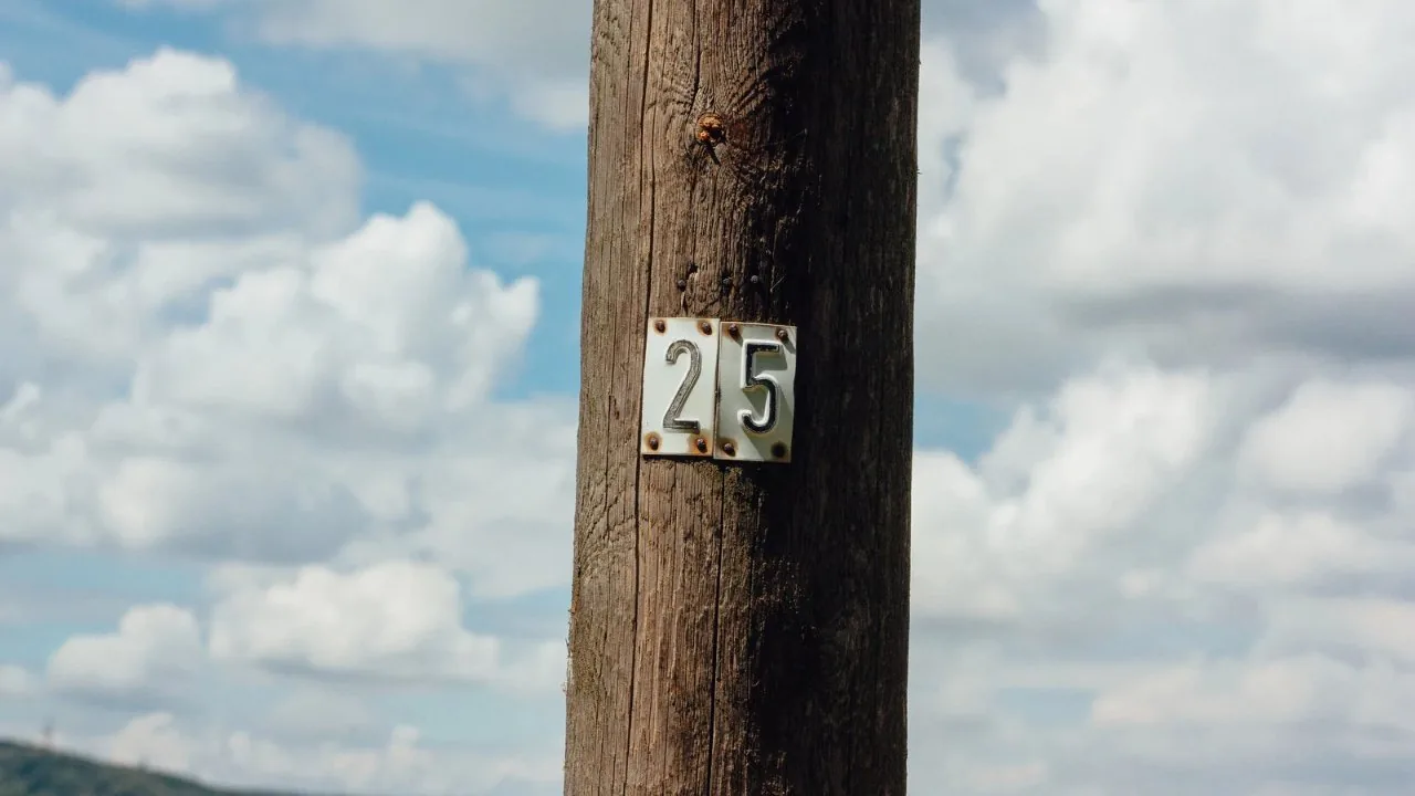 A tree with a card showing number 25