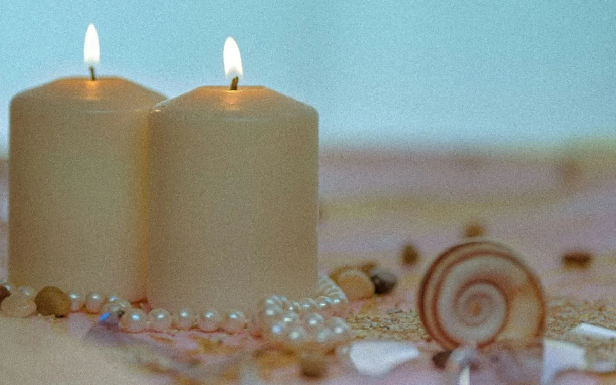 two lit candles