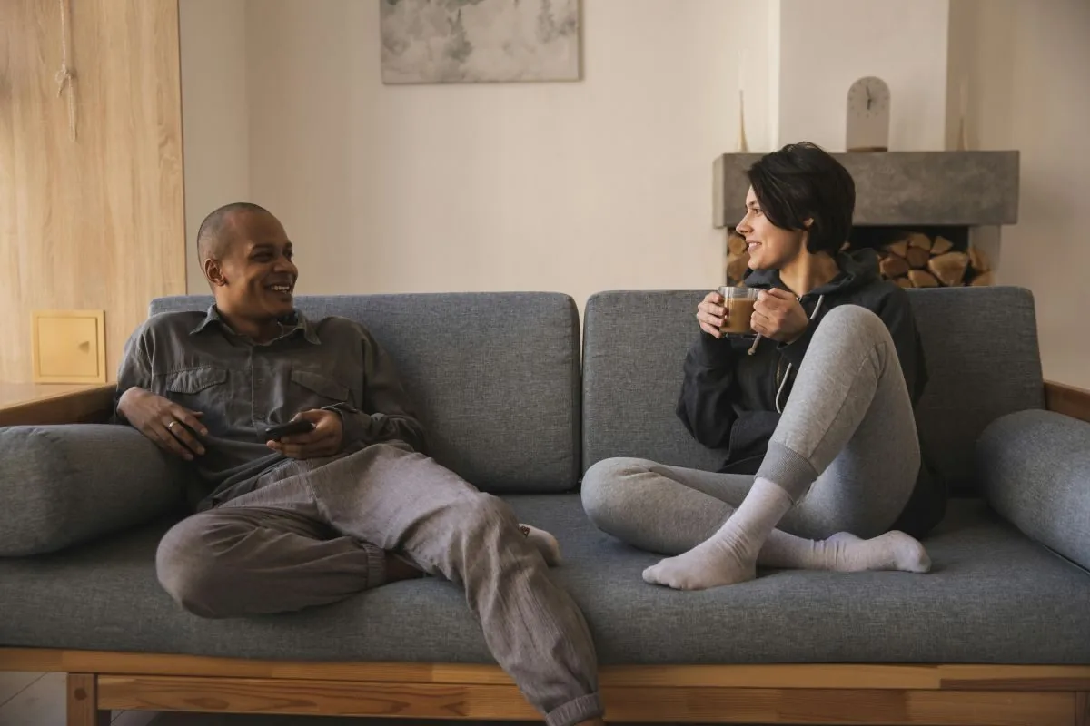 man ad woman talking