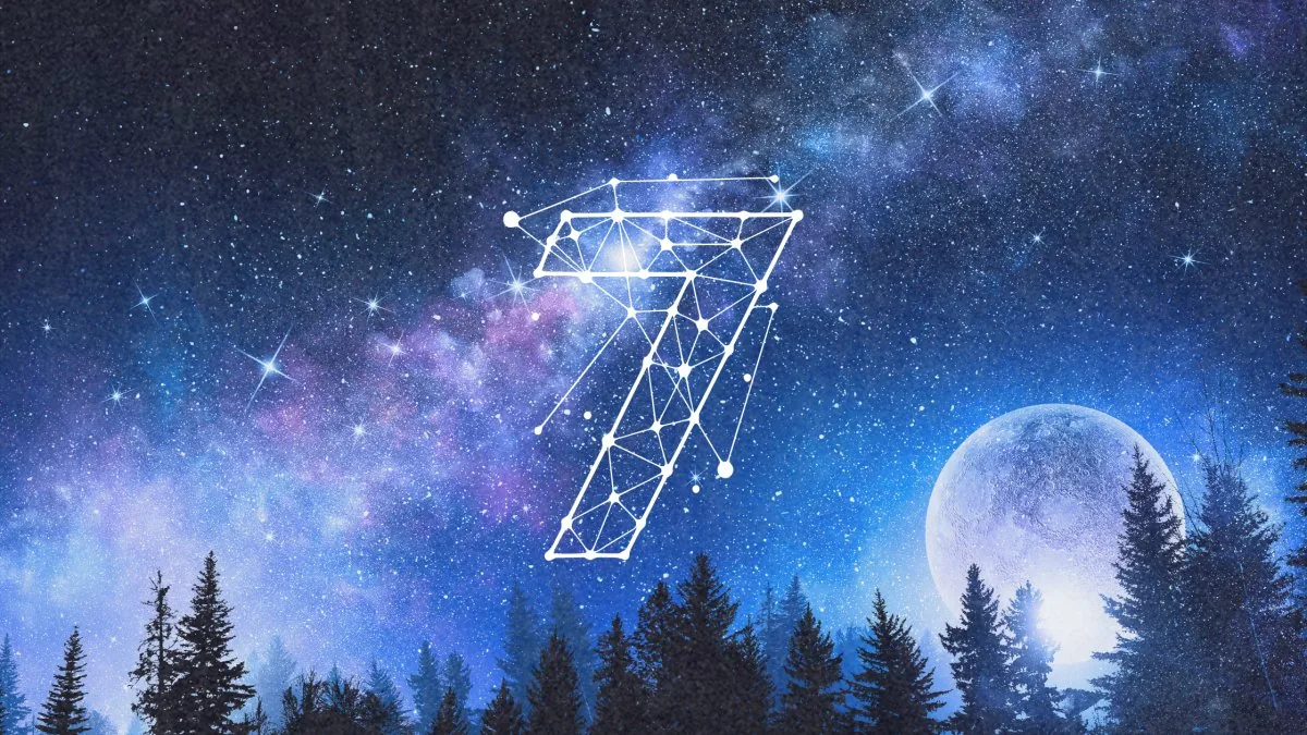 7 in a background of stars